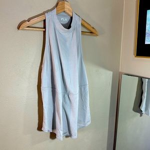 EUC pastel light gray baggy racerback sports top sz XS urban commuter travel top